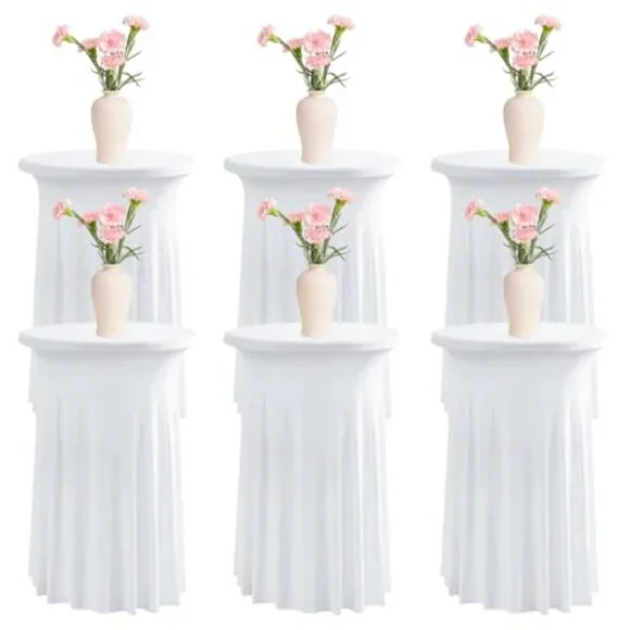 6 Pack Spandex Cocktail Table Skirts 31.5x43.3 Inches Wavy Drapes